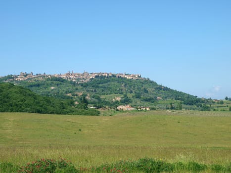 Overview of Montalcino in Tuscany, Italy.