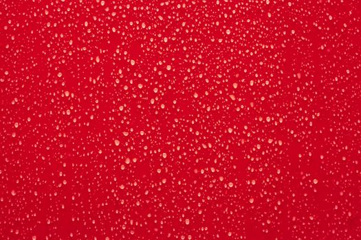 Water droplets on a red surface