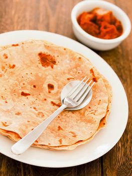 close up of indian chapati bread