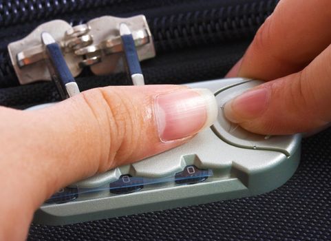 Locking A Suitcase Using A Combination Lock