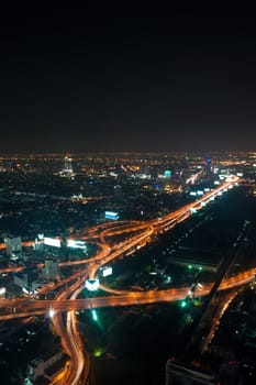 Bangkok and express way view point from Baiyok building.