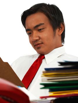 Office Manager Overworked And Stressed Viewing Many Reports