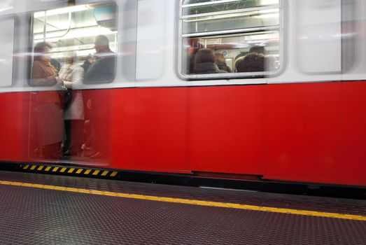 wake of a subway train to milan