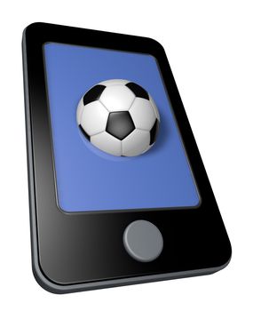 smartphone with soccer ball on display - 3d illustration