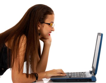 Young Woman Using A Computer To View Internet