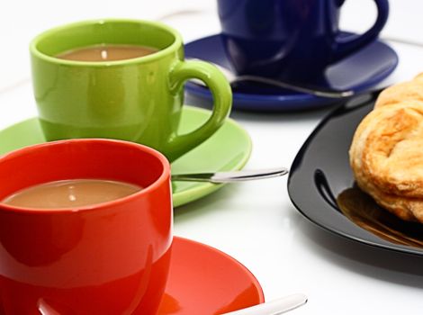 Croissants And Coffee For Well Deserved Break In The Office