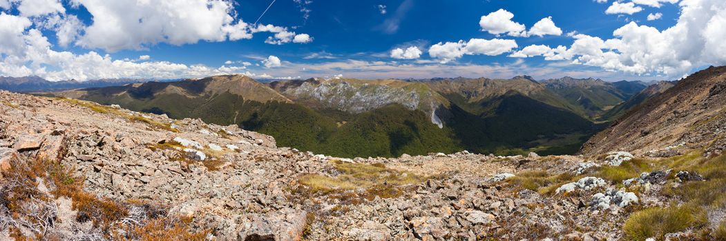 Ranges of Tasman Mountains in Kahurangi National Park, South Island, New Zealand