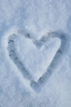 beautiful winter mood.heart written in snow.