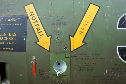 Detail of an old grungy military aircraft!.NO COPYRIGHT ISSUE!!!! ONLY INSTRUCTIONS IN ENGLISH AND GERMAN!!!............