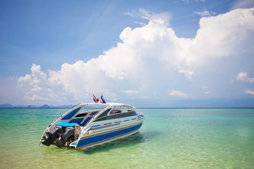 Speed Boat with blue sky in Thailand
