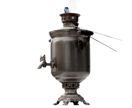 hot russian samovar over white