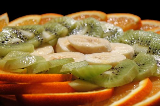 cut of tropical fruits on a plate