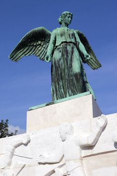Angel Statue on the World War 1 Maritime Monument in Copenhagen, Denmark.