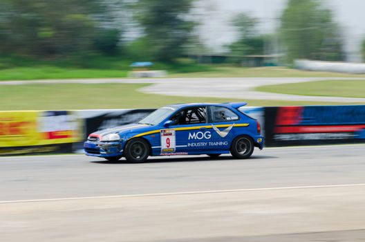 Nakhon Ratchasima, Thailand - March 9th:Unidentified car racing competitors during the "Thailand circuit 2013  " at Bonanza speedway on March 9th, 2013 in Nakhon Ratchasima, Thailand. 