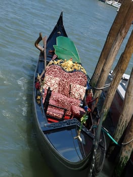 Venice - Rich decorations of the deck of a venetian gondola