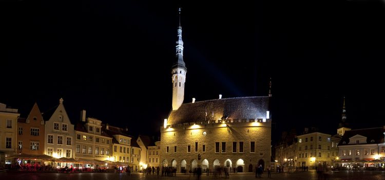 Tallin Town Hall Square at Night, Estonia.