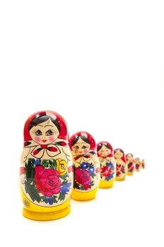 Russian Dolls on a white background.