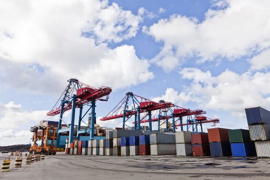 Large group of Cargo Containers at the commercial dock