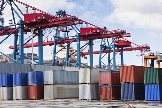 Large group of Cargo Containers at the commercial dock