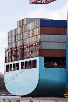 Loaded containers at the commercial dock