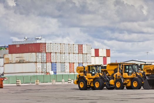 Trucks at the commercial dock