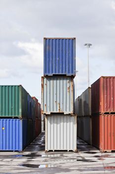 Rows of Cargo Containers at the commercial dock