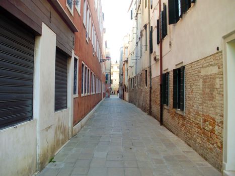The narrow streets of Venice, Italy.