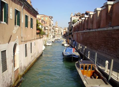 The canals of Venice, Italy.  Horizontal composition.