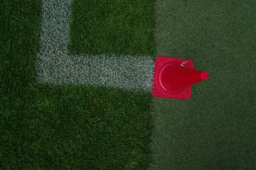 soccer field close-ups of markings of the field