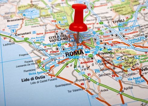 Roma pin-pointed on a map.