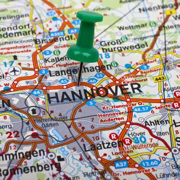 Hannover pin-pointed on a map.
