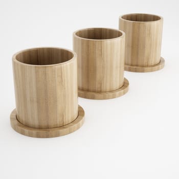 Wood cup of 3d rendering design