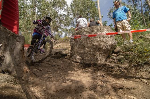 VIANA DO CASTELO, PORTUGAL - MAY 13: Daniela Costa during the 4th Stage of the Taca de Portugal Downhill Vodafone on may 13, 2012 in Viana do Castelo, Portugal.