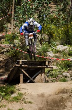 VIANA DO CASTELO, PORTUGAL - MAY 13: Ricardo Pereira during the 4th Stage of the Taca de Portugal Downhill Vodafone on may 13, 2012 in Viana do Castelo, Portugal.