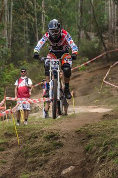 VIANA DO CASTELO, PORTUGAL - MAY 13: Nuno Machado during the 4th Stage of the Taca de Portugal Downhill Vodafone on may 13, 2012 in Viana do Castelo, Portugal.