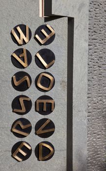A close-up shot of the Code-Breaking Memorial at Bletchley Park in England.