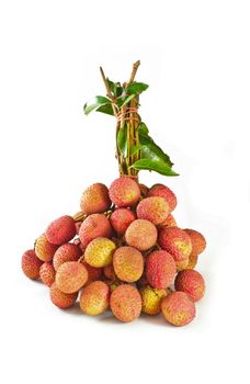 Fresh lychees on white background