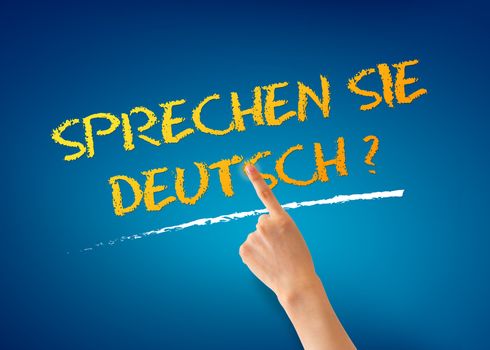 Hand pointing at a Sprechen Sie Deutsch Illustration