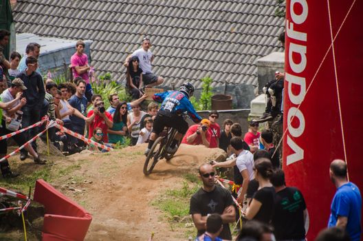 VIANA DO CASTELO, PORTUGAL - MAY 13: Joao Ferreira during the 4th Stage of the Taca de Portugal Downhill Vodafone on may 13, 2012 in Viana do Castelo, Portugal.