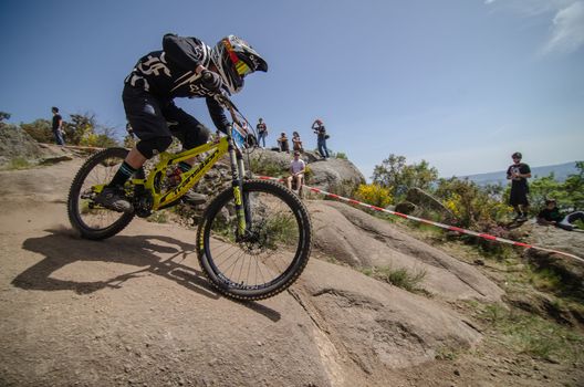 VIANA DO CASTELO, PORTUGAL - MAY 13: Nuno Oliveira during the 4th Stage of the Taca de Portugal Downhill Vodafone on may 13, 2012 in Viana do Castelo, Portugal.