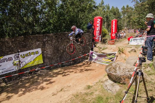 VIANA DO CASTELO, PORTUGAL - MAY 13: Andre Rocha during the 4th Stage of the Taca de Portugal Downhill Vodafone on may 13, 2012 in Viana do Castelo, Portugal.