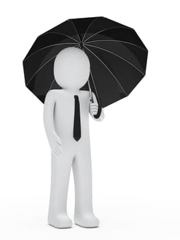 businessman with tie hold a black umbrella