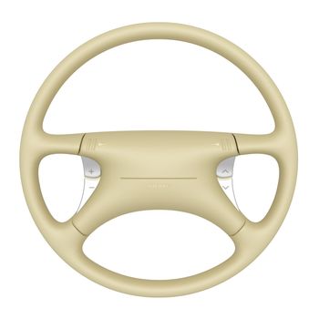 Beige steering wheel isolated on white background