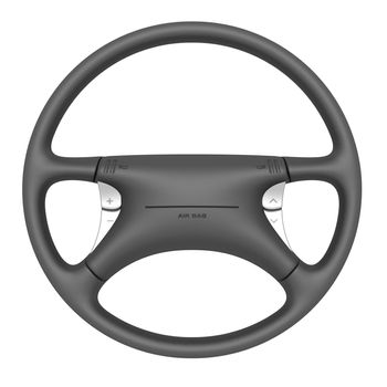 Steering wheel with airbag isolated on white background