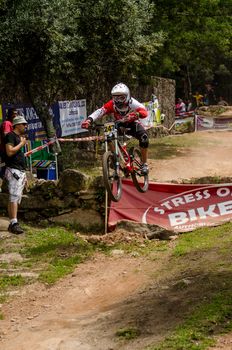 VIANA DO CASTELO, PORTUGAL - MAY 13: Marcelo Dias during the 4th Stage of the Taca de Portugal Downhill Vodafone on may 13, 2012 in Viana do Castelo, Portugal.