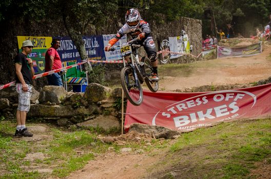 VIANA DO CASTELO, PORTUGAL - MAY 13: Vasco Bica during the 4th Stage of the Taca de Portugal Downhill Vodafone on may 13, 2012 in Viana do Castelo, Portugal.