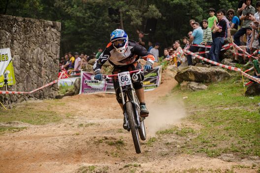 VIANA DO CASTELO, PORTUGAL - MAY 13: Jose Oliveira during the 4th Stage of the Taca de Portugal Downhill Vodafone on may 13, 2012 in Viana do Castelo, Portugal.