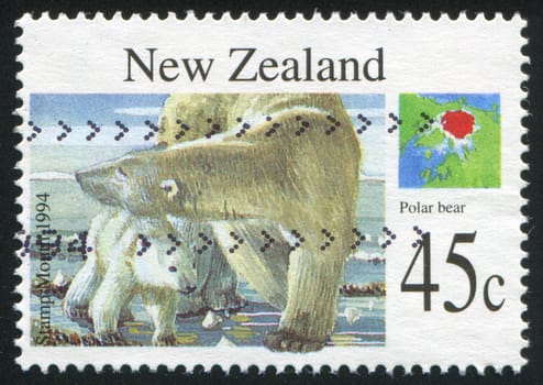 NEW ZEALAND - CIRCA 1994: stamp printed by New Zealand, shows Wild animals, Polar bear, circa 1994