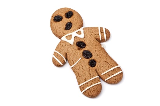 Gingerbread man on white background.