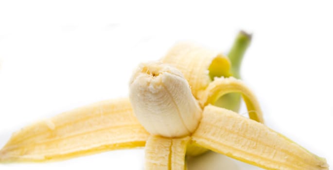 Close up of fresh banana over white background 